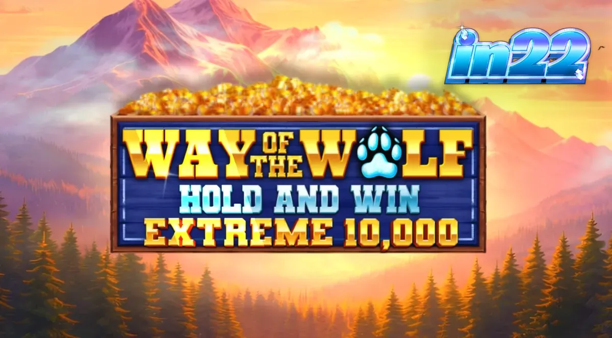 Pemandangan atmosferik hutan di bawah bulan purnama dalam slot Way of the Wolf